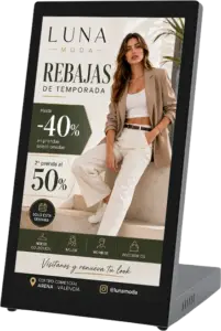pantalla interior sobremesa publicidad ropa